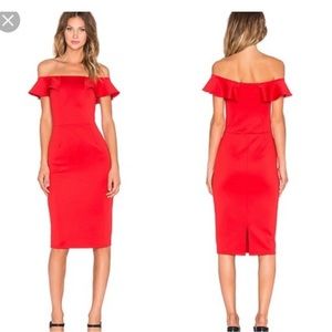 Yumi Kim Under Your Spell Ruffle Midi Dress in Red Medium